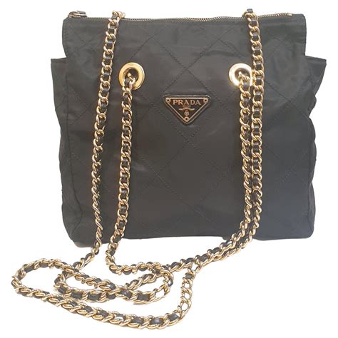 prada gold chain backpack|prada nylon shoulder bag chain.